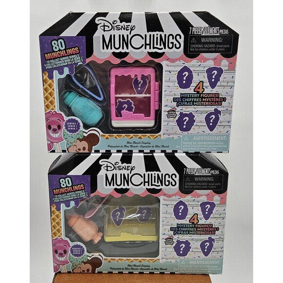 Just Play Other - Disney Munchlings Mini Munch Display Playset 4 Figures In Each Series 1 Lot Of 2